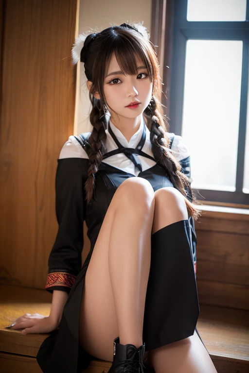 ((highest quality, 8K, masterpiece :1.3)), Beautiful Japanese girl in her early teens、Sentai heroine&#39;s pink costume、Being captured by the enemy、Glaring at the enemy