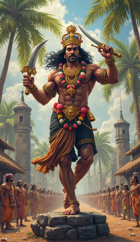 Create the front image of a black superhero, com dreads longos, ribbons of Senhor do Bonfim in the hands and Candomblé beads, in the city of Salvador in Bahia while watching some fights happening down there
