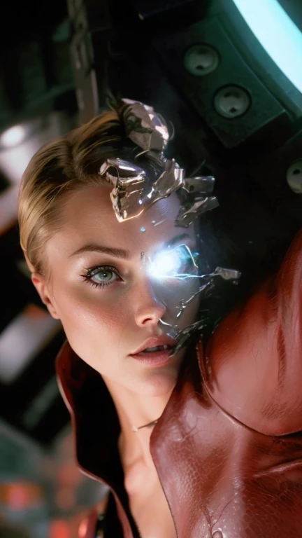 kristanna loken, terminator tx, hyperrealistic, photorealistic, extremely detailed face, intricate details, beautiful detailed eyes, beautiful detailed lips, extremely detailed skin, volumetric lighting, cinematic lighting, dramatic lighting, highly detailed cyborg, advanced technology, futuristic, hyper detailed metal, complex machinery, gears, industrial, moody atmosphere, dark shadows, realistic textures, ultra-detailed, 8k, high resolution, masterpiece