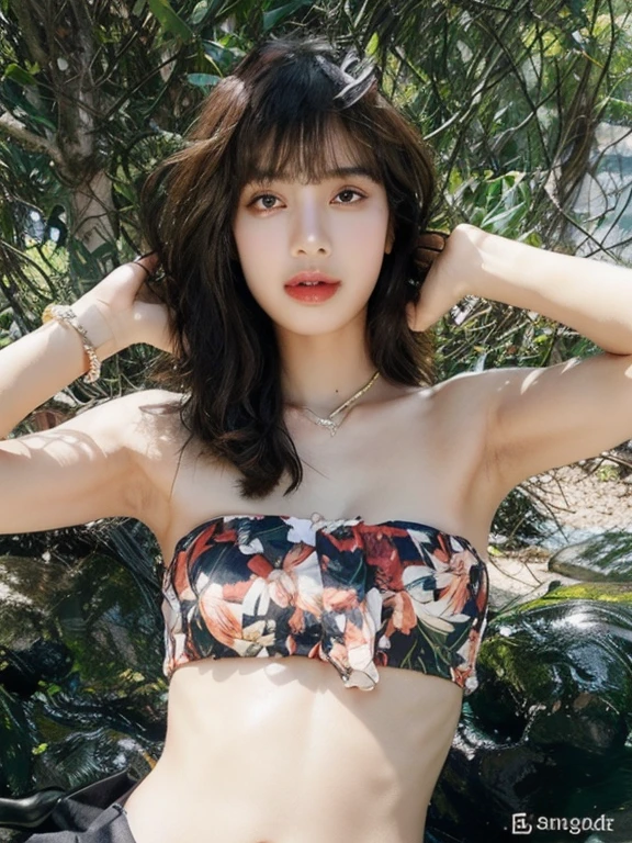 Best quality,masterpiece,ultra high res,(photorealistic:1.4),1girl,sexy,(string bikini:1.2),(large breast:1.3),(upper body:1.4)