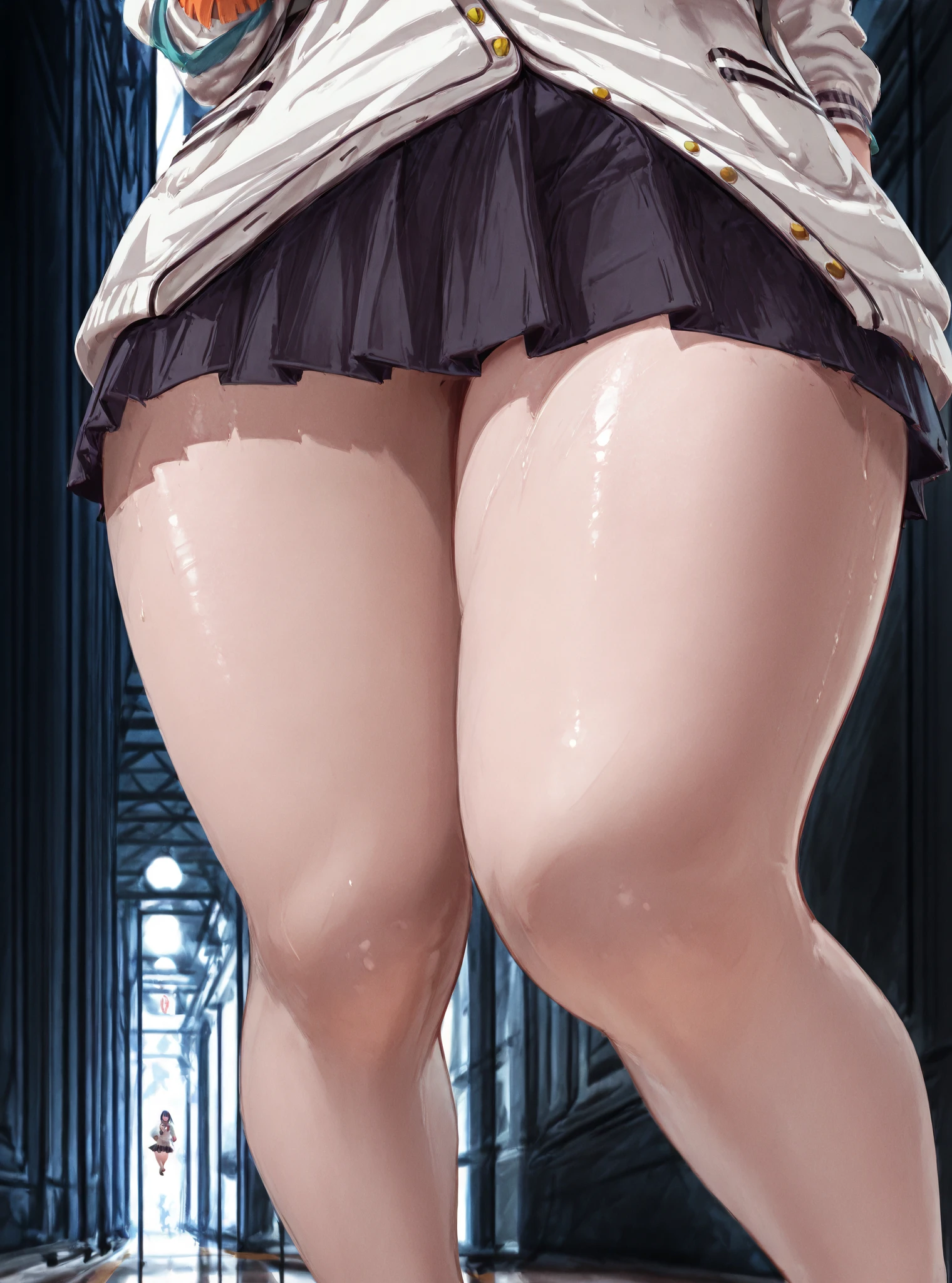 1 girl，Emma:2.0，(((Pointed Chest，Nurse uniform，Side Ponytail，タイトなmini skirt，Tight Skirt，Very flashy white panties，panties under pantyhose，Cowboy Shot，High Cut，Black Pantyhose，cameltoe)))，((from below:2.0))，((Highest quality, wonderful,8K, masterpiece :1.3)), (Realistic, photoRealistic:1.4)，（very fine and beautiful skin)，Blonde，Very detailed,Cinema Lighting, Detailed light, Best Shadow, Dynamic Angle，((Super big breasts)), mini skirt，Very exquisite white panties，Voluptuous thighs，In the hospital