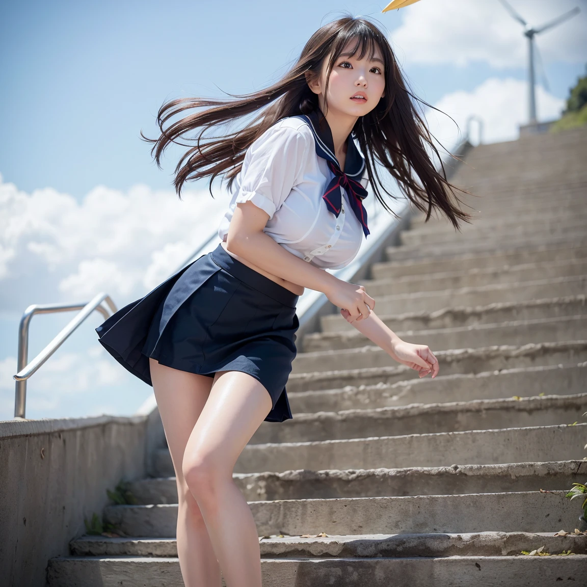 WIND BLOWING GIRL&#39;S SKIRT - BLACK PANTIES