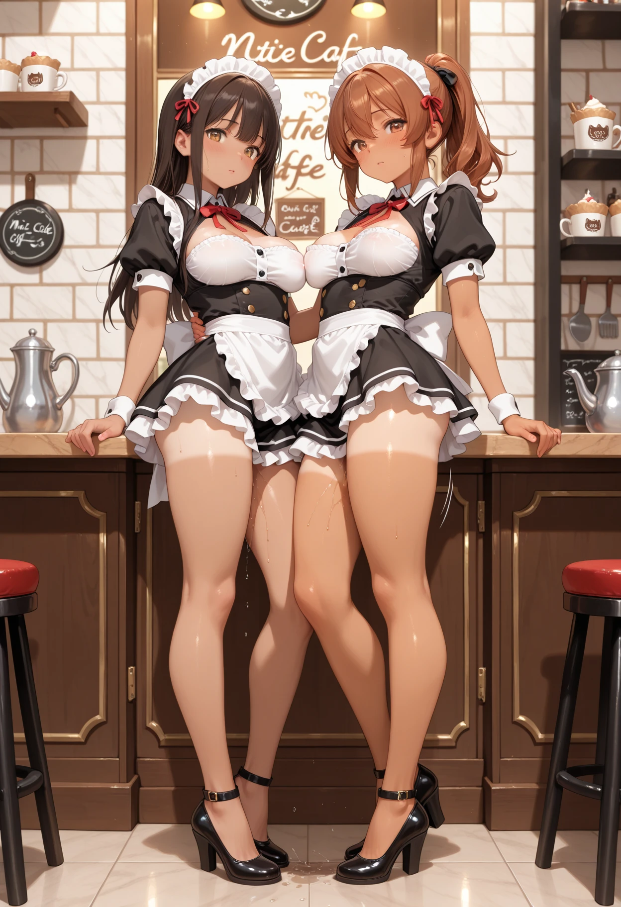 (8K ,hyper-detailing,A masterpiece of hyper-realistic photography,natural,Perfect artwork,Perfect female body),Two cute busty girls),Neat and clean kitchen,Virtual Showcase,Red similar hairstyle,Cute and beautiful girl,Vacuum apron,loose apron,aprons,Put on an apron,embedding,cool apron,larger lines,slovenly,stretch the meat,marmalade,The kinky exposed ,titmouse,fully body photo