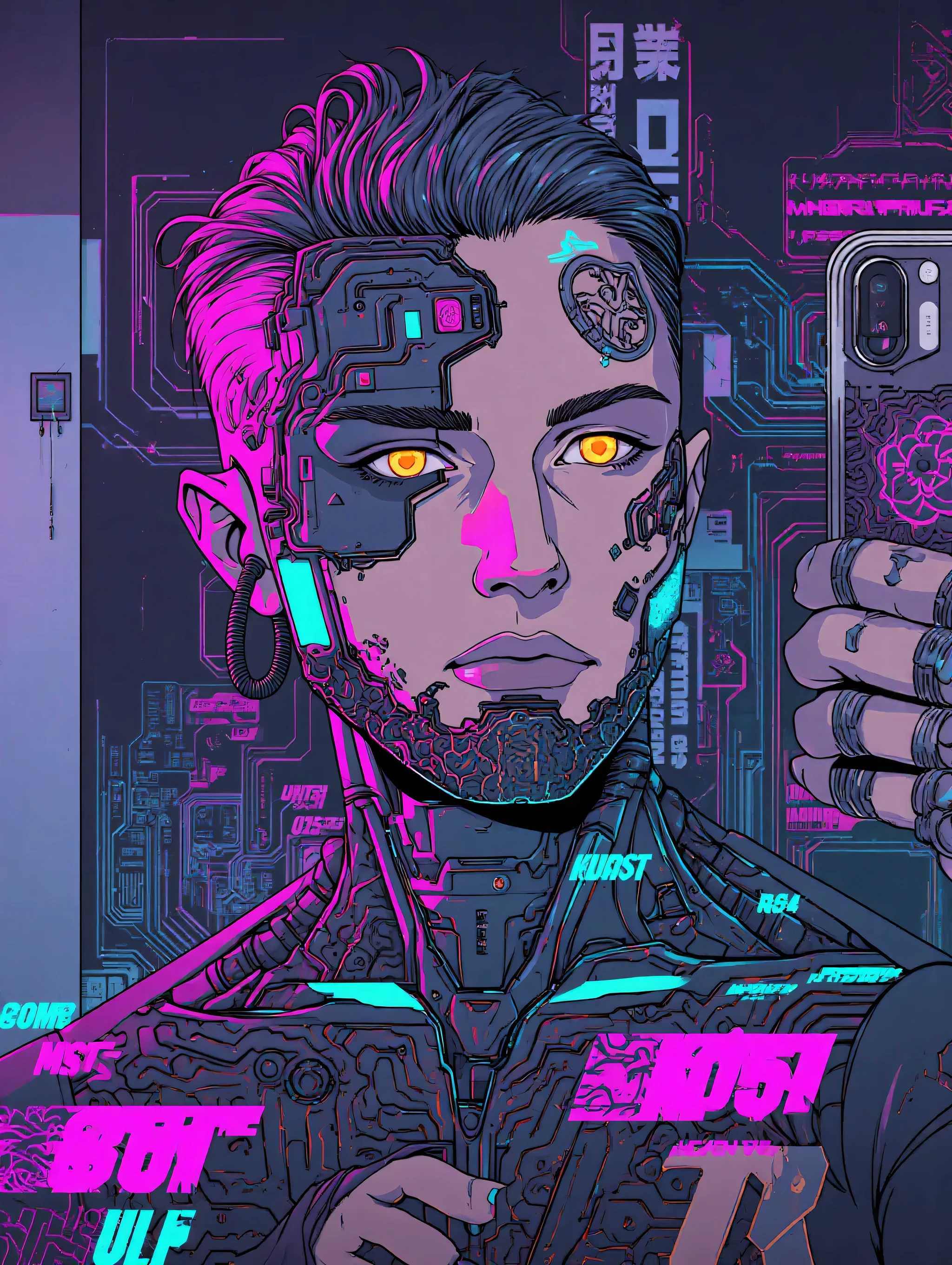 score_9, score_8_up, score_7_up, (cyberpunk city, night room, basement, wall of monitors, computers, hacker lair:1.35),
((The sphinx cat:1.2), anthro, solo, male, (tattoos, yakuza tattoos, tattoos all over body: 1.5), sitting in an armchair, (smoking:1.2), wears pants, naked body, bald cat, muscular body, scars, bald head, beautiful, (wears cyberpunk additions, without an eye:1.5)