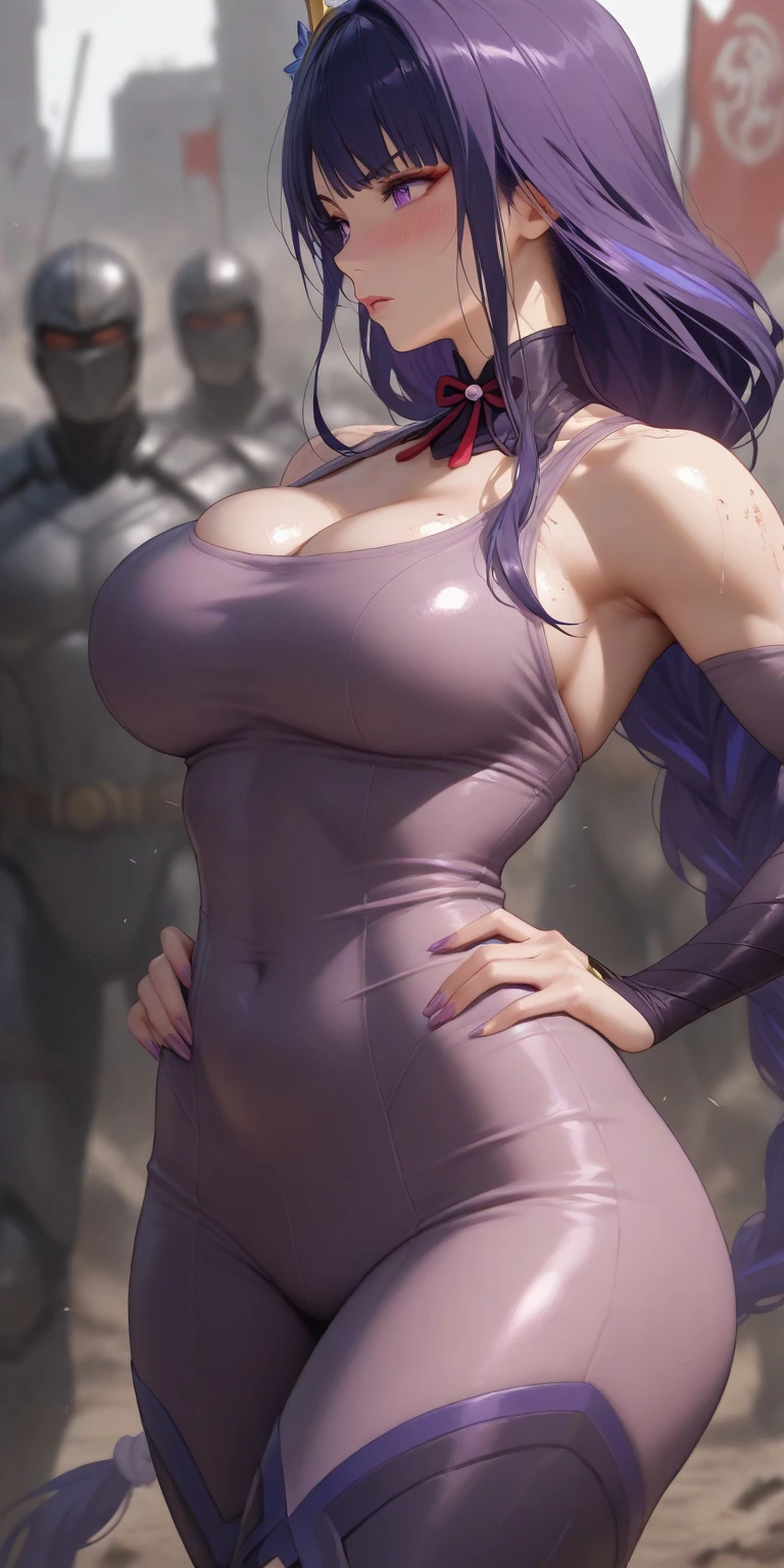 (best quality,4k,8k,highres,masterpiece:1.2),ultra-detailed,(realistic,photorealistic,photo-realistic:1.37),beautiful girl,long straight black hair,fit,
ultra-detailed armpit,beautiful detailed sweat pores,smooth skin texture,meticulously rendered,
(sleeveless purple bodysuit, glowing white linings), (steamy armpits:1.2), (portrusion:1.2),
white hair, red eyes,