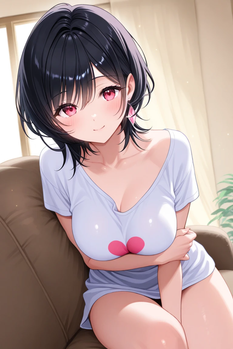 Children、Girl、Sexual pleasure、Small breasts、、Beauty、Realistic、anime、Squint your eyes、Open your mouth、Ecstatic expression、Get pleasure、リアルanimeスタイル、エロanime、Face it head on、bed、bedルーム、Sit sloppily、Take off your pajamas、In underwear、Open the chest、Place your hands on your chest、looking at the camera、blush、Show off your chest、mole、Take it off to the shoulders、Touching your breasts through your underwear、short hair、Black Hair