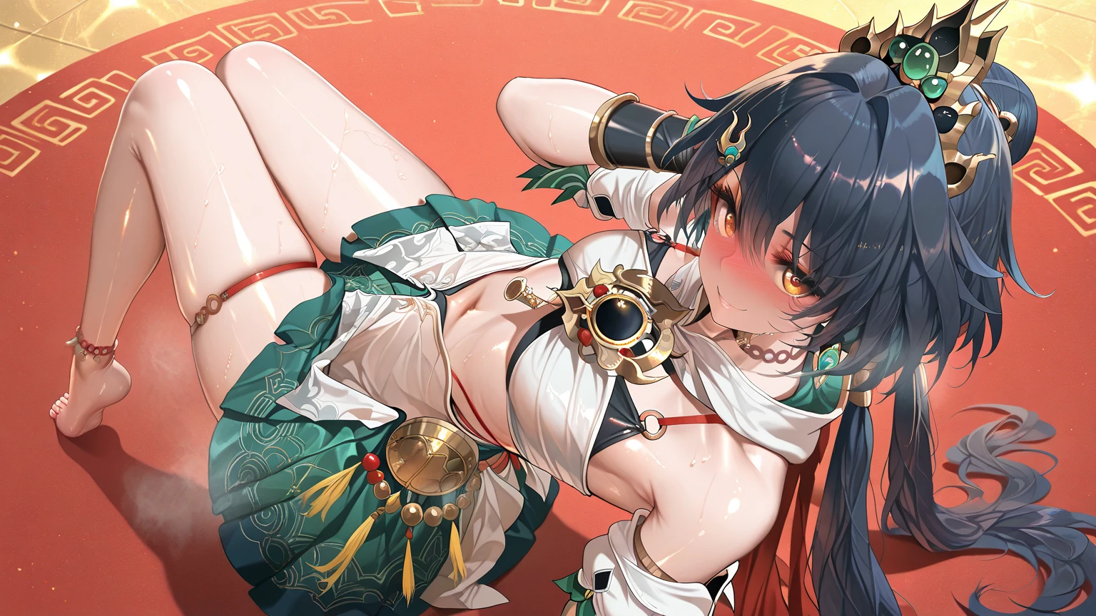 A girl, half-kneeling, wearing a wedding dress, white wedding dress, full body picture, slender, long-legged, Han Ying