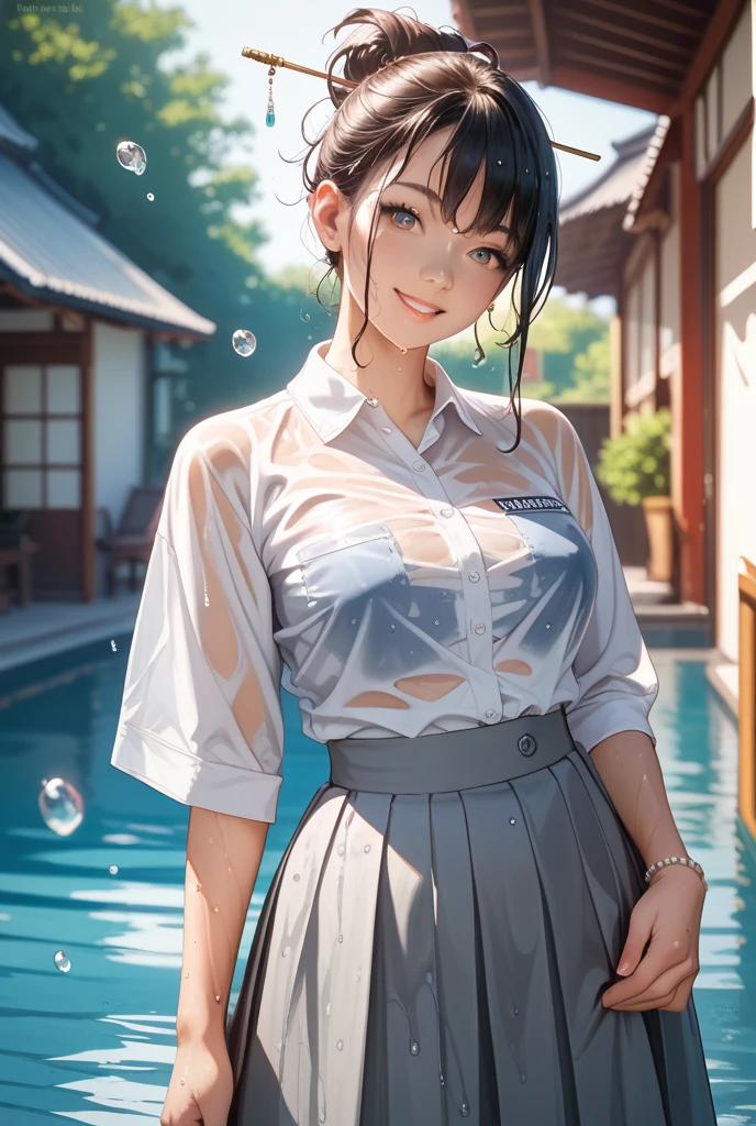 diving,Tied in a bun