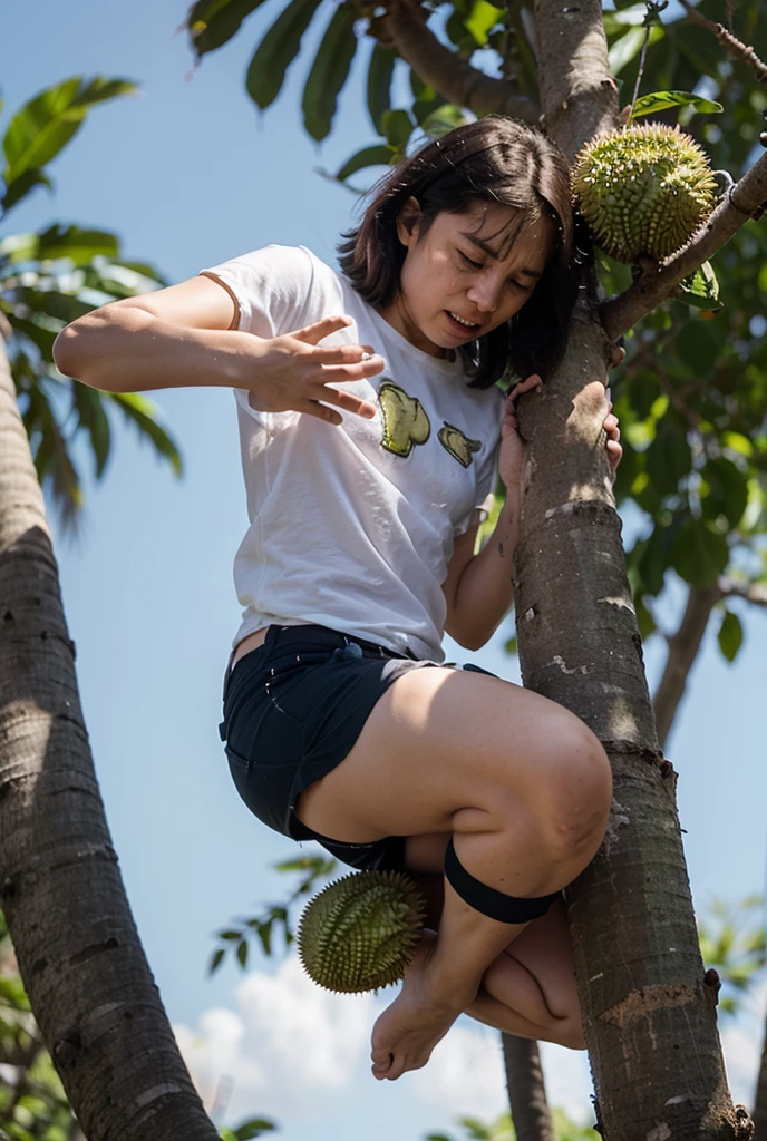 A woman Wearing sportswear nike tank tops and shoes, entangled in Tree branches on the jungle, rock, covered in vines roots, entangled in roots of vines, roots of vines covered, beautiful woman, big breasts, legs open showing pussy, big root fucking her pussy, rock tree roots piercing her pussy, sensual body, big breasts, short wavy hair, beautiful Asian woman, jav idol actress, tied up with tree roots, ghothic jungle background, very realistic, very realistic