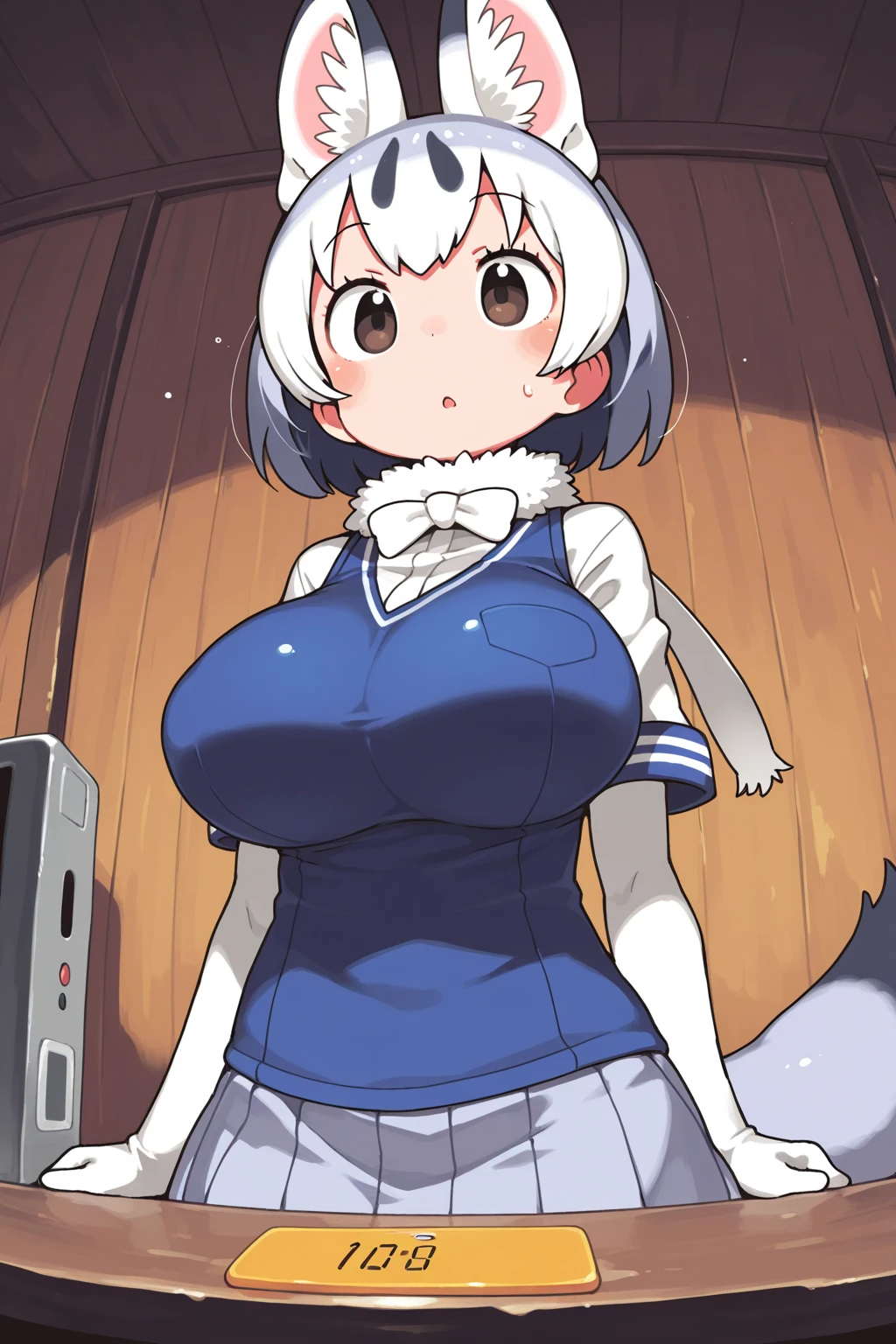 anime girl with blue hair, anime moe artstyle, rogue anime girl ayanami rei, 2 d anime style, Kantai Collection Style, the anime girl is crouching, beautiful anime girl squatting, peeing wet pussy, incontinence, Wearing a jacket with a hoodie, Well good, no panty, black pantyhose with thighs visible, Panty shot, 1 girl, blue short bob cut hair, dark brown eyes, lively, cheerful innocent, too large big emphasized breasts that show a lot of skin, boyish, cute, sporty, breasts that seem to stick out, open-chested showing off cleavage sexy clothes, risqué clothing, too short miniskirt, high beams, large erect nipples that can be seen through the clothes, The girl doesn't have animal ears, The girl has human ears, not animal ears. Wearing a hoodie with animal ears and eyes, wet and moist crotch