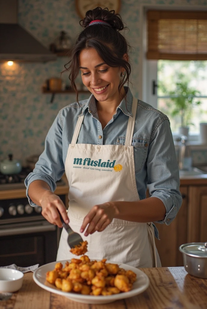 mid range,light hair color,in the kitchen ,background kitchen style art decor, knead the dough with your own hands,prepares food at the table with your own hands, big breasts, T-shirt with neckline,indoor sweatpants,Arabian appearance, light hair color. light hair color,hair braided,кожа ultra-натуральная. Large elastic hips,a high resolution, masterpiece, Best quality, complex parts, Very detailed, sharp focus, detailed skin, realistice Hauttextur, texture, Detailed eyes, professional, 4K, charming smile, shot on Canon, 85 mm, light depth of field, Цвет Kodak Vision, perfect body, extremely detailed, photo_\(ultra\), fotorealistic, realistic, Post-processing, maximum detail, roughness, real life, ultrarealistic, photorealismus, photografie, Age 22 years. 