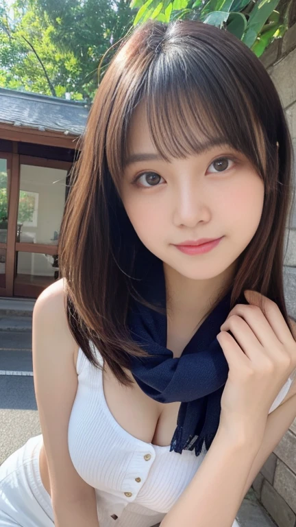 (8K、RAW Photos、Highest quality、masterpiece:1.2)、(Realistic、Realistic)、1 Girl、((?????、hot spring、relaxing after a hot bath、Small breasts、Nipples、Tied Hair、View from the front、smile、Looking into the camera、stand))、cute