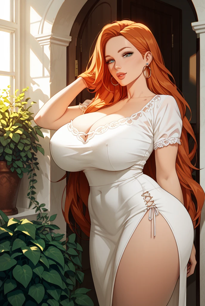 1female, 48 years old, (mature woman, old woman, wrinkles on her face), (MILF), sexy old lady, sugar mommy, she has long flowing light RED hair, hair straight, (long hair: 1.5), (red hair: 1.35), (well-groomed hair), red eyebrows, brown eyes, (large breasts: 1.50), (huge breasts: 1.50), big chest, (wide hips 1.50), (Hourglass body shape), inflated thighs, hourglass waist, huge chest, chest sagging, extremely large bosom, curvilinear, curvaceous, well shaped body, unfazed expression, relaxed face, quiet woman, (white skin:1.35), (((wearing tight dress, long dress, elegant refinated dress, black dress, visible bust, bare legs))), (tight dress: 1.35), high quality clothes, sexy clothes, high resolution, (detailed clothes), (autumn forest, sunset, warm light background))), (detailed background), (full detailed 8k), (perfectly detailed face), (enhance anatomy), vfx, highres, sharp, focus, (photorealistic artwork: 1.35), (extremely detailed CG unity 8k wallpaper), (vibrant colors, vibrant theme), woman walking through an autumn forest, low angle view, (enhance anatomy), (enhance clothes details), (intricate), low angle view, (dynamic pose: 1.5), (sexy pose) (american shot), thigh high, perfect proportionate body, standing on your feet, looking at public, (intricate face details), the face is well lit, gorgeous face, (sharp detailed hair), low angle shot, (view from below), highlighting her hips, walking towards the camera