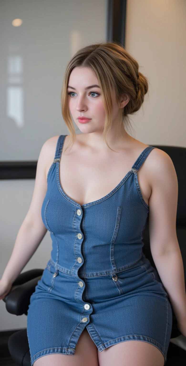 Blonde teen big ass big tits longo tight Blue dress hot