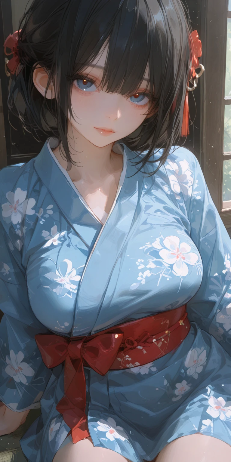 (8k, best quality, masterpiece:1.2), (realistic, photo-realistic),multiple women, 3 women, mature, (closed mouth) large breasts, open cleavage, beautiful detailed eyes, (Kimono: 1.4),full body, ???????, choker