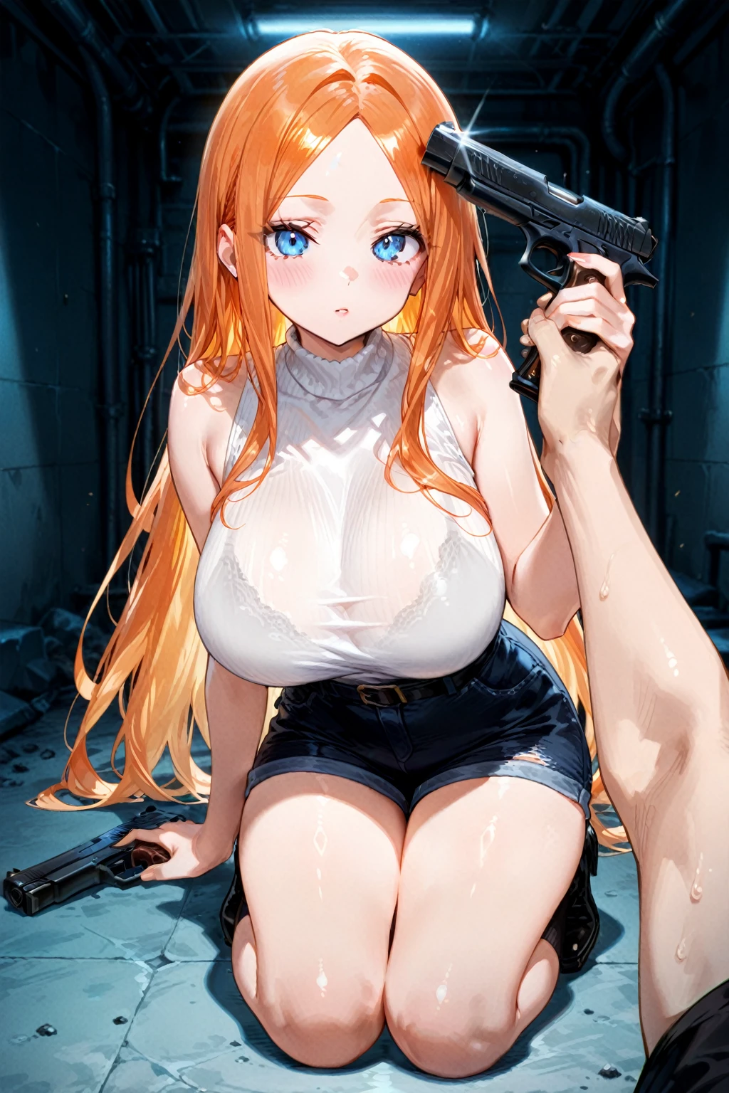 mais alta qualidade、Qualidade 4K、 com dresan sem ombros toca mulher、mulher abre bem as pernas、virilha nua、The woman is shy、A man inserts his penis into a woman, mulher asiatica, ruiva de cabelos vermelhos
