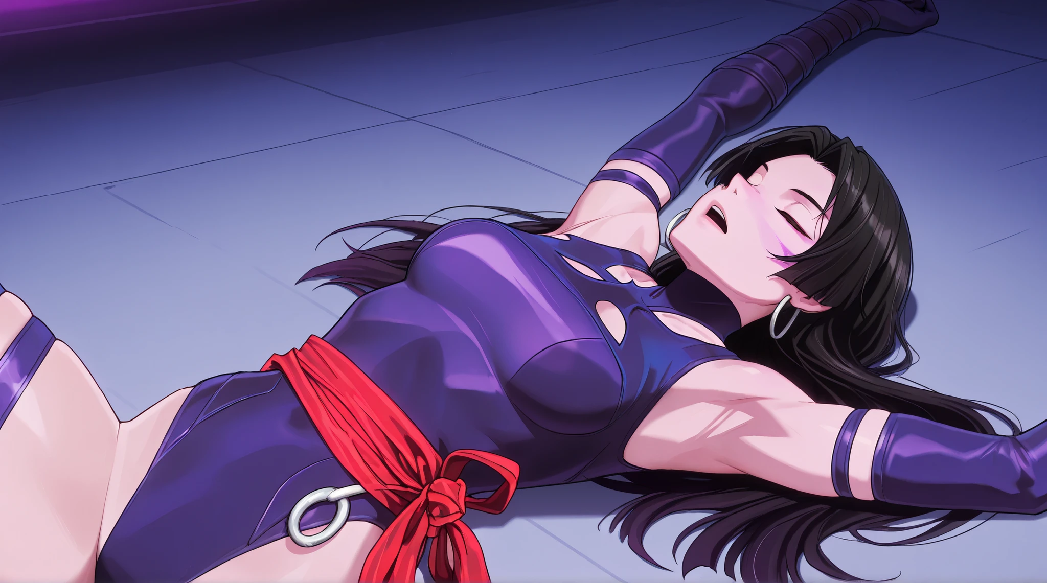 bibiBS, 1girl, black hair, short hair, cross earrings, purple jacket, pink shirt, crop top, black pants, black boots, cute and blushing 18 years old anime girl, look away because she is embarrassed and blushes, bright blue eyes, detailed face, detailed members, detailed arms, detailed hands, Girl lying, tied by ropes, shackled, can no longer move, tied tightly, very hard tied up with lots of ropes, hampered by so many ropes that she can no longer move, bound hands and feet, ropes tie his whole body, tied extremely tightly and forcefully to her bed by a lot of ropes, its limbs are strongly tied together by ropes, his torso is tied up with thick cords, her chest is so tied up with ropes that it sticks out, her legs are tied tightly with thick ropes, his hands are tied behind his back with ropes, she can no longer move her feet, her hands which are tied by thick ropes, she desperately tries to free herself, likes to be tied tight with big ropes, likes to be immobilized by big ropes, lying down, his hands and feet are strongly tied to the railing of his bed, his legs are pressed together and tied with ropes, its limbs are held vigorously by imposing ropes, her hands are tied securely behind her back by ropes, her chest is compressed by strong ropes, she is pressed against her bed and restrained by large ropes, (shibari, arms behind the back:1.4), (hands on the back), (masterpiece, best quality) 1.5, 1girl, solo, (sexy, beautiful woman, perfect face, perfect eyes, perfect hands), samus aran, (hands on the back), Spread the legs, s' ((lie in bed by big ropes)), ((close up of the girl)), ((((lie in bed)))), ((((arms tied behind the back, Legs Tied,La fille est allongée sur le ventre, La fille est allongée sur le sol:1.5)))), ((((girl seen from behind:1.4)))), ((((girl lying down on her stomach:1.4)))), ((((Outstretched arms:1.5)))), ((((Detailed hands:1.5))))