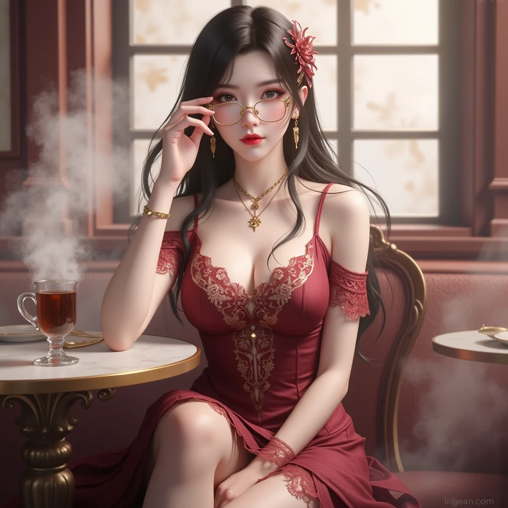 Fine、(The best illustrations)、8k UHD resolution、intricate-detail、top-quality、realisitic、ultra-detailliert、The best lighting、Best Shadows、Soft lighting、Ulutra HD、Ultra-realistic、Tindall Effect、Photorealsitic、(High Detail Skins:1.2)、 (Intricate details, makeup, pureerosface_v1:0.5), (Detailed beautiful delicate face, Detailed beautiful delicate eyes, A perfectly proportioned face, High detailed skin, Detailed skin, best ratio four finger and one thumb, arms below breasts, Tattoo with a red glow under the stomach、Awesome awesome, wide hips, smooth midriff, skiny and thin, __Fashion__, __hair__:1.25)、Digital SLR、 absurderes、1 beautiful devil woman from hell, surreal female portraits by David Hockney and Alphonse Mucha, Portrait of a seductive woman、Fantasy Art, Chinese Doll、Chinese actress、Dungeon、The dragon、Devil's Palace、Devil's Torture Chamber、natta、Dark style 、In the Dark、(Detailed spooky backgrounds:0.8), magia、 女の子1人、Evil Nun、Dark Necromancer、Succubus、Devil's Daughter、Umi Shinonome、Bat Wings，(((Demon Horns)))、 ((((Huge glasses, Otaku Glasses, thick glasses, Round glasses)))),(((Colossal tits)))、(Devil's Tail)、(red eyes glowing:1.6)、red eyes make up very sharp and detailed, The eyes are very well made up, ((Red Eye:1.0)),intricate tattoos, demonic intricate tattoos, thigh tattoos, body tattoos, ​masterpiece、The most beautiful face、a baby face、Charming smile、plump beautiful red lips、Muscular seductive body、The enchanting body of the devil、devil style、Seductive Black Magic Costume、(((A shiny red snake is wrapped around her body)))、The long-haired、Braids、Black hair、Ponytail distortion、, Ponytail with a bow tied at the back of the hair, Beautiful expression、Body Up、Large breasts emphasis、Bust,  Super tight breasts, Breast augmentation surgery, The breasts are very big and round and round,Toned waist、Wide buttocks、 lowkey, cowboy lens, (red phoenix dress: 1.0),  devil crown,  Red sparkling gemstone necklace、Jewelry Gwise,  wearing black mesh socks,wearing a thin red and