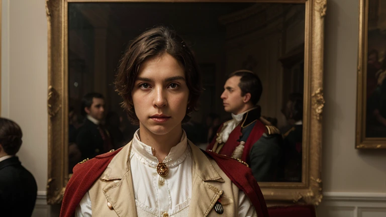 Generate an image portraying the conflicting emotions of Napoleon upon discovering Josephine's affair with a hussar lieutenant, showcasing the tension within their relationship