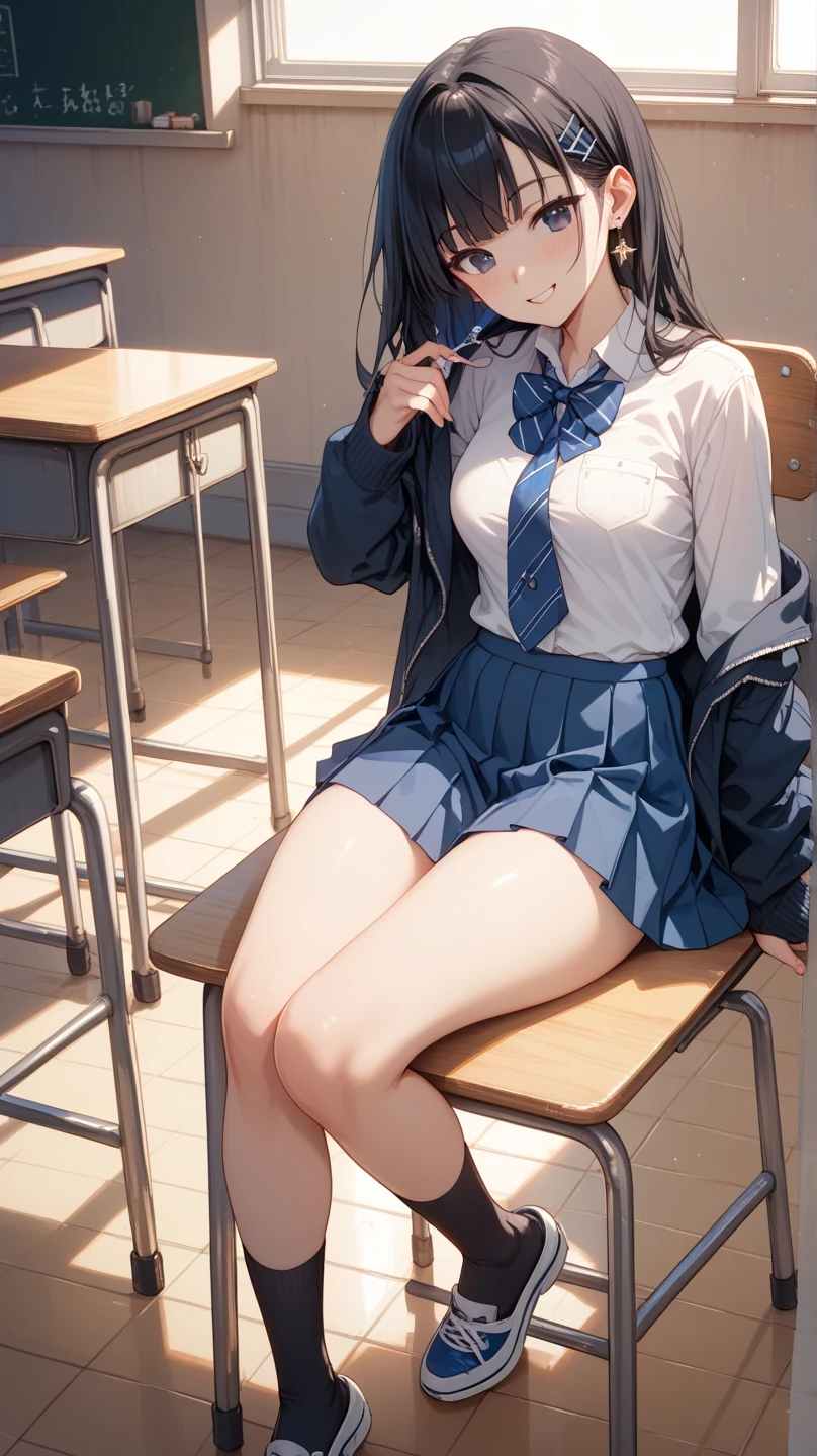from below, full body:1.2, feet focus.1.4, 1girl, kuudere, black hair, large breast, beautiful, detailed faces, detailed eyes, sailor school uniform, pantyhose, sitting in the class, (mater piece, best quality, 8K, UHD, extreme detailed description, professional, studio lighting, sharp focus, natural lighting, highres, ultra detailed 8K CG, perfect lighting, exremely detailed background, eleborate atmosphere:0.75, fantastical colors, vivid colors, soft HDR), <lora:Akira_Todo_World_End-KK77-V1:0.35>