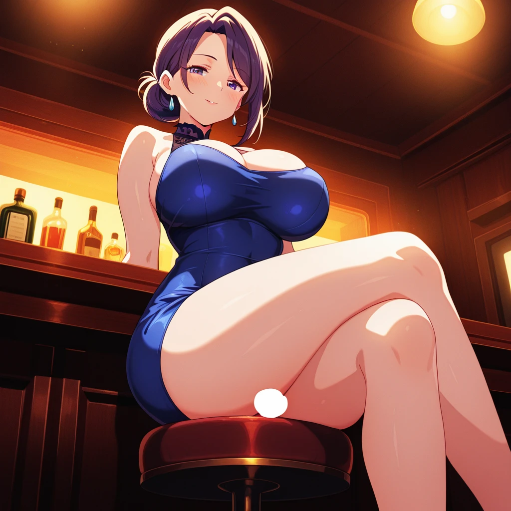 (perfect body),highest quality,16k、Masseter muscle part、(NSFW)、(((blush)))、((((embarrassing))))、:d、one eye closed、Treefe○lumes、short hair、(brown eyes),((brown hair))、parted bangs、(Forehead)、(Sweat)、(big ass)、huge breasts、((thick thighs))、(Blue leotard)、blue bunny ears、(Party Venue)、chandelier、red carpet、Hands behind the head、both armpits