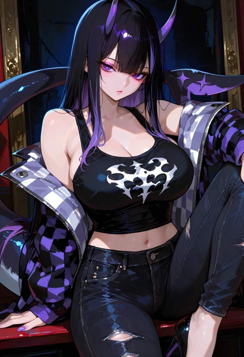 1个Giant Breast Girl,Lexedur, By bangs, Black gloves, Black collar, 鎖骨, 耳Nipple Ring, finger to mouth, Fingerless gloves, with gray hair, Raise your index finger, jaket, jewely, Redlip, lipsticks, long whitr hair, looking at viewert, cosmetics, nail polish, Open your lips, pony tails, sportrait, ssmile, a purple eye, purple nails, Boo, Alone,[[actual]],(Glossy glossy skin),(tmasterpiece:1.4),(Best quality at best:1.4),gigantic cleavage breasts,Redlip