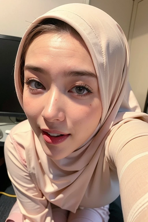 masterpiece, (ultra-high-definition portrait:1.4), Realistic, extremely detailed, CG unified, 8k, Clean lines, highly detailed, High-definition, raw color photos, she is smiling, Realistic portrait, Cinematic Light, Beautiful detailed, 1hijabgirl indonesian, (165cm tall, big breasts with very very tight clothes:1.5), Beautiful big breasts, breasts details, very tight, (Biggorgeous eyes, fully smile with lovely look:1.5), (Fine face:1.4), Close up of a girl in Beautiful clothes with errcted nipple, biggorgeous eyes, Soft smile, scarf, (Beautiful Tight Clothing with curvaceous body:2), pose 4 of 1 6, Undress, No bra, (nipples that are clearly sticking out detail:1.2), Outdoors, high intricate detailed, float, cum on, Sense of truth, beautiful landscape forest, sexy lighting,