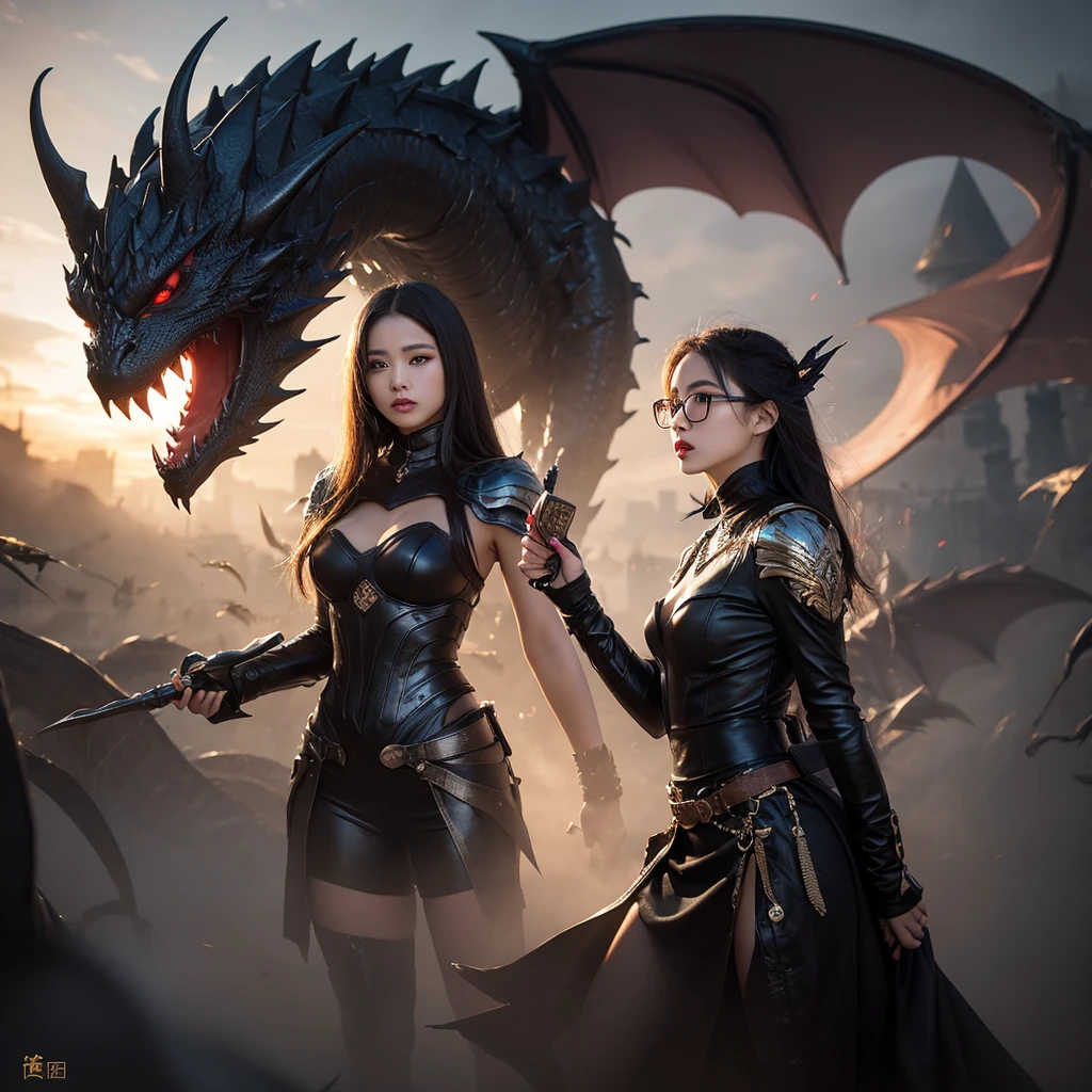 Red and black dragon set