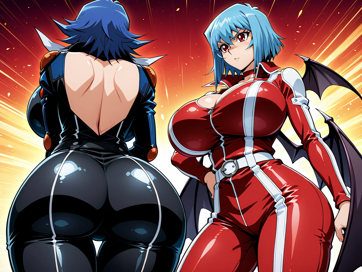 score_9, score_8_up, score_7_up, kill la kill, matoi rykou, satsuki kiruin, 2girls, sling bikini, toned