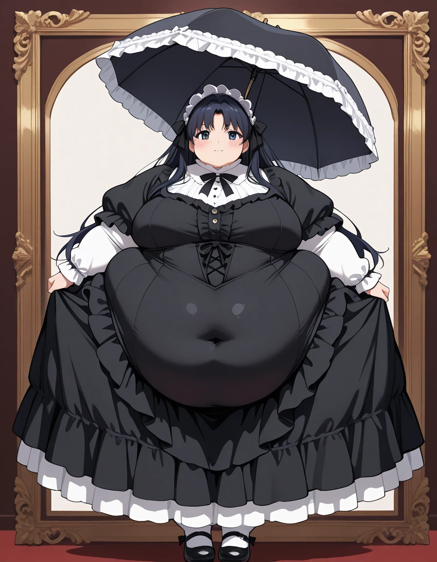 (masterpiece, best quality, hyper quality, perfect anatomy, finely detailed, intricate details, Impeccable attention to detail, masterful execution, beauty, Exceptional quality, flawless craftsmanship, expressive artistry:1.3), (bbw, chubby, plump:1.45), 1girl, nsfw, black hair, long hair, bang, wide waist, wide body,