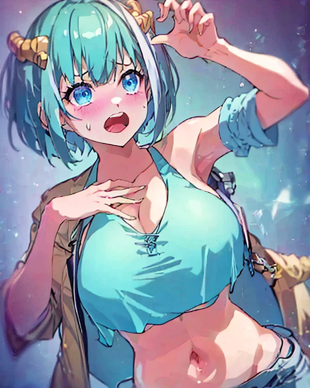 1female，(((solo))), 21 years old，熟妇，mature，plumw，extremely large bosom ，Pornographic exposure， 独奏，（Background with：baseball field） She has long blue hair，Twist braids，((green hair)), seen from the front， hair straight， mostly cloudy sky，（（（tmasterpiece），（Very detailed CG unity 8K wallpaper），best qualtiy，cinmatic lighting，detailed back ground，beatiful detailed eyes，Bright pupils，Redlip（Very fine and beautiful），（Beautiful and detailed eye description），ultra - detailed，tmasterpiece，）），facing at camera，（Full body photo），Show shoes，A high resolution，ultra - detailed），revealing breasts， Bulge，legs are open，Raised sexy，Flushed complexion，(((cum in tongue))), ((cum in face)), crazy, open mouth, screaming, ahegao, heavy breathing, blush，frontage， 、BDSM、、Sex Expressions、((a large amount of cloudy liquid drips from the genitals、)), wet all body((spread legs (Drenched body)) white milk spill, ((ahegeo face)), blushing face, show boobs, show breasts, show vargina,，Open-mouthed，frontage，baseball player，（Wearing：baseball tank top，nakeness，baseball skirt，baseball cap, sneaker ）,
