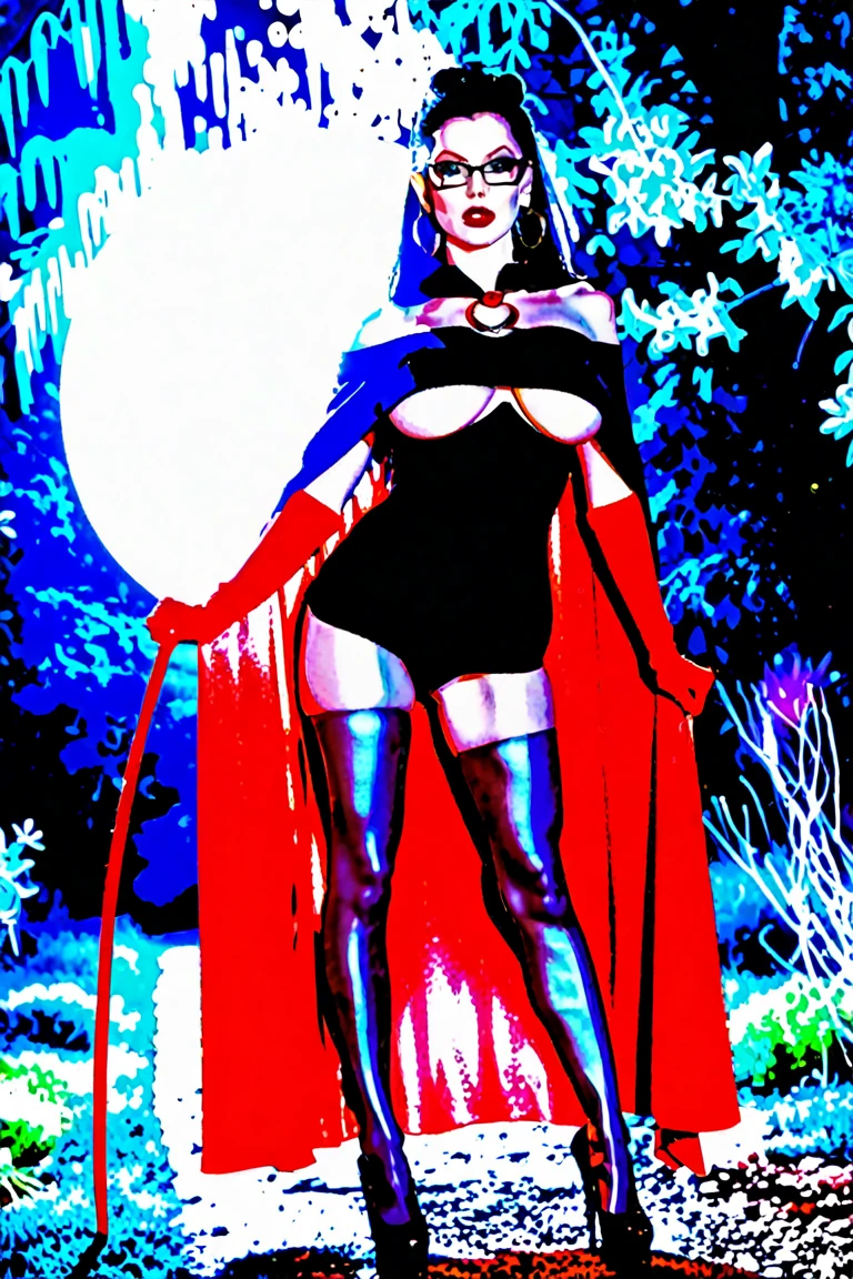 girl, short hair reaching the shoulders, black fur, little red horns. scarlet eyes. demon tail. very sexy body, above, blood red skirt, very tight black socks, black necklace for lingerie.