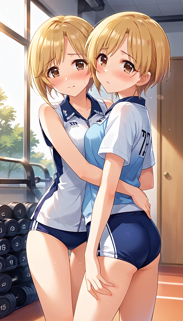 Two Girls、Are standing、Watanabe You-chan and Takami Chika-chan gym clothes Buruma