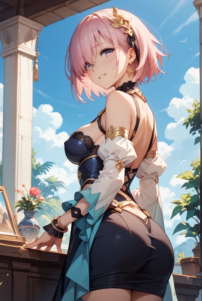 ((((ultra illustrated style:1.0)))),best quality,best animated,masterpiece,ray tracing, global illumination,yui gown,1girl, solo, outdoors,looking at viewer, standing ,(hair ribbon,white ribbon:1.4), <lora:yui gown:0.6>