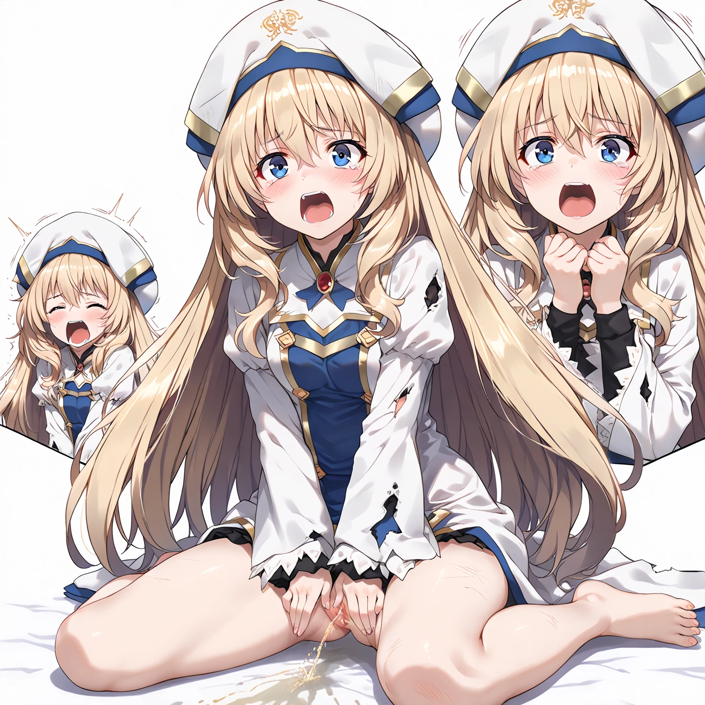 anime, 1girl, (shimakaze_kancolle), long hair, blonde hair, smile, (gangbang), group sex, orgy, pussy, multiple boys, multiple penises, penis in pussy, vaginal, fellatio, handjob,