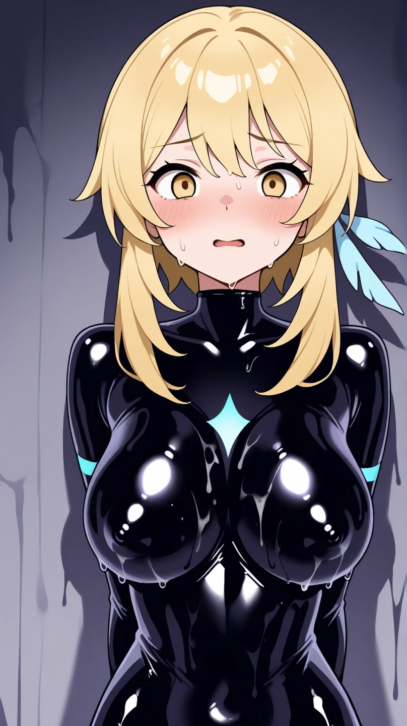masterpiece, highest quality, 1 girl, looking at the viewer, blue eyes, closed mouth, white background, (Urgent 1:0.7) ,blonde、(masterpiece),(highest quality:1.0), (ultra high resolution:1.0), Detail view, 8K, anime, masterpiece、provocative look wavy hair very big breasts Fair skin very fine eyes show off your chest、,揺れる胸 太もも上部 apstyle3 apstylemasterpiecehighest qualityの詳細な目,Half-body photo of a cute and attractive woman in a stylish cafe with many windows ::3 trends, Modern shape - tight-fitting clothes that highlight her perfect body ::2 Photo taken using Canon 6D Mark II and f 85mm lens/ 4、ISO100 ::3 glamor shot, Awards - winning photos, sharp focus, dynamic lighting ::1,A torn body suit grazes my chest, crush and transform.