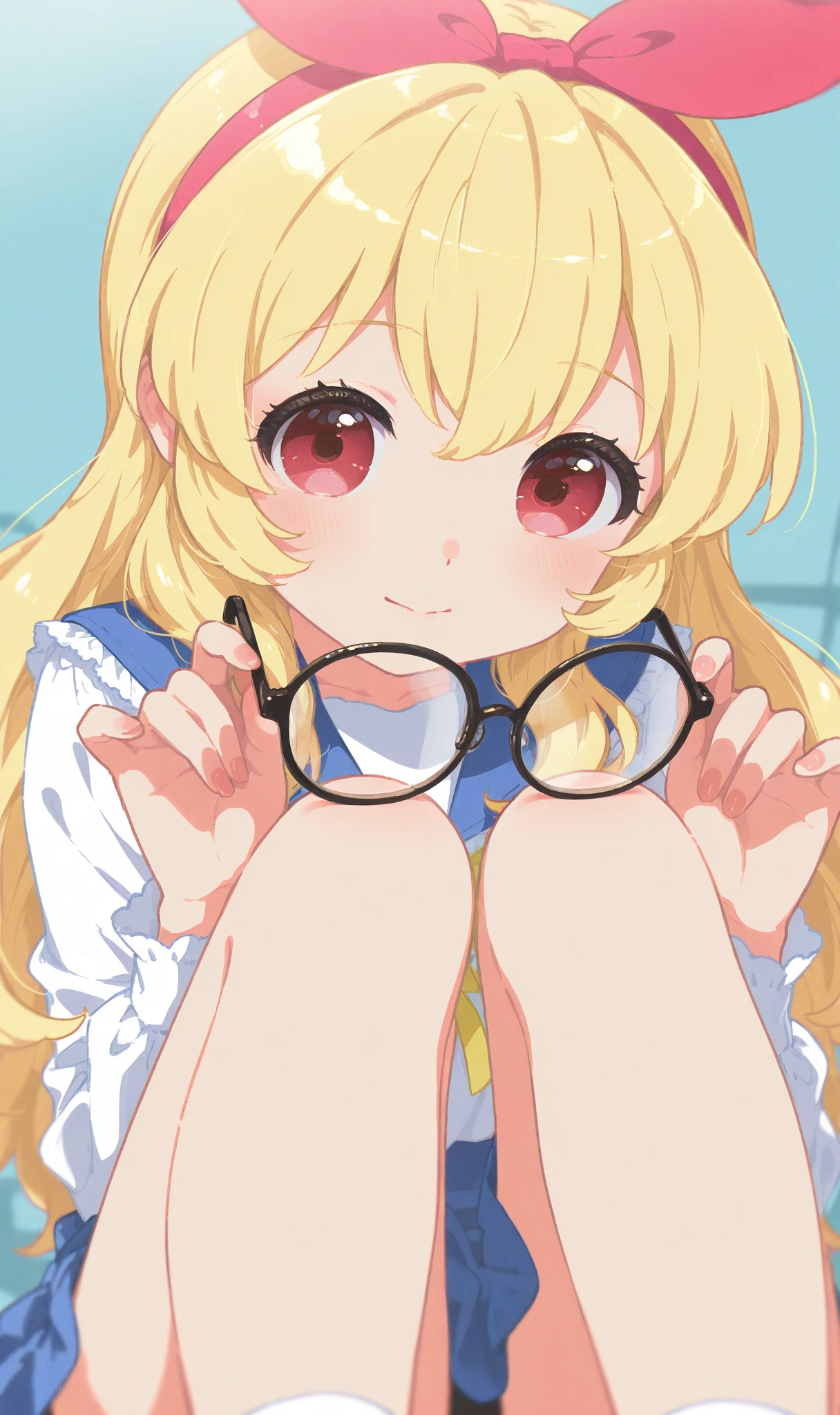 (Rear insertion position, ), Blonde hair and blue eyes, Long Hair, Cute Hips, , ,(Cotton shirt、、Striped Lingerie、White garter stockings、Headphones、Glasses), (Sit on a chair), legs apart、sobbing、hand_on_own_face、nsfw、BREAK Perfect Anatomy、Highest quality、(cute:1.1)、(cute)、(High resolution:1.2)、Unbelievably absurd:1.3、Incredible illustrations、(cuteイラスト:1.2)、Beautiful background、(1 girl) 、solo)、(10th Generation、JK、Loli face、Small breasts:1.2)、slender、、(skirt lift,masturbation、crotch grab),、(tooth:0.6)、、Eye highlights、