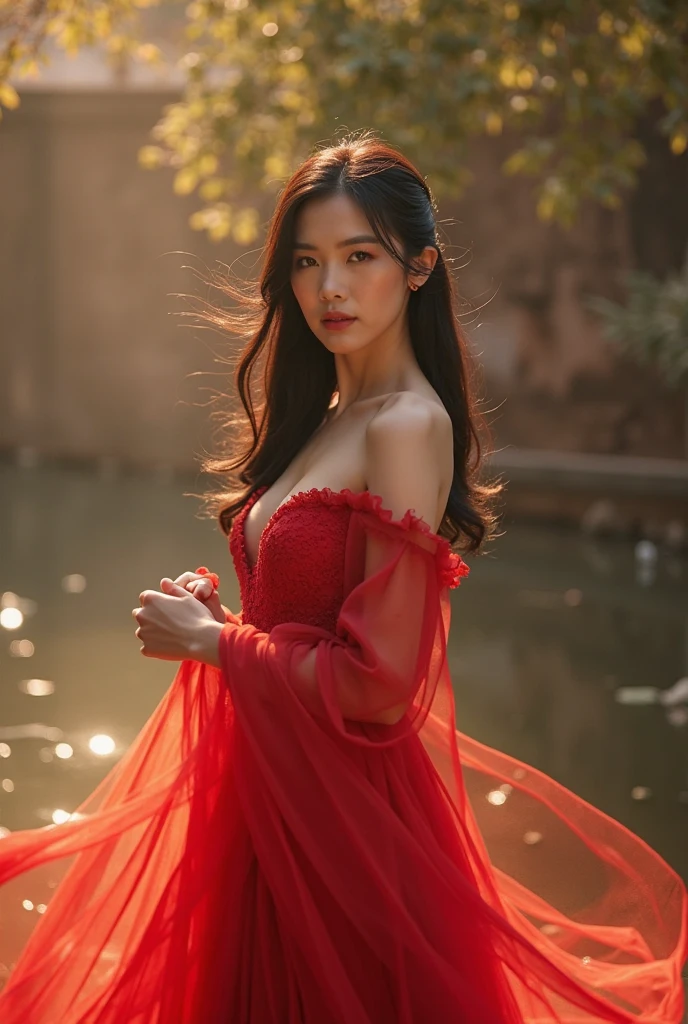 Girl with sword，Simple lines，Light underwear，（transparent），The chest is faintly visible，Cleavage，Minimalism，Holding a red long sword，