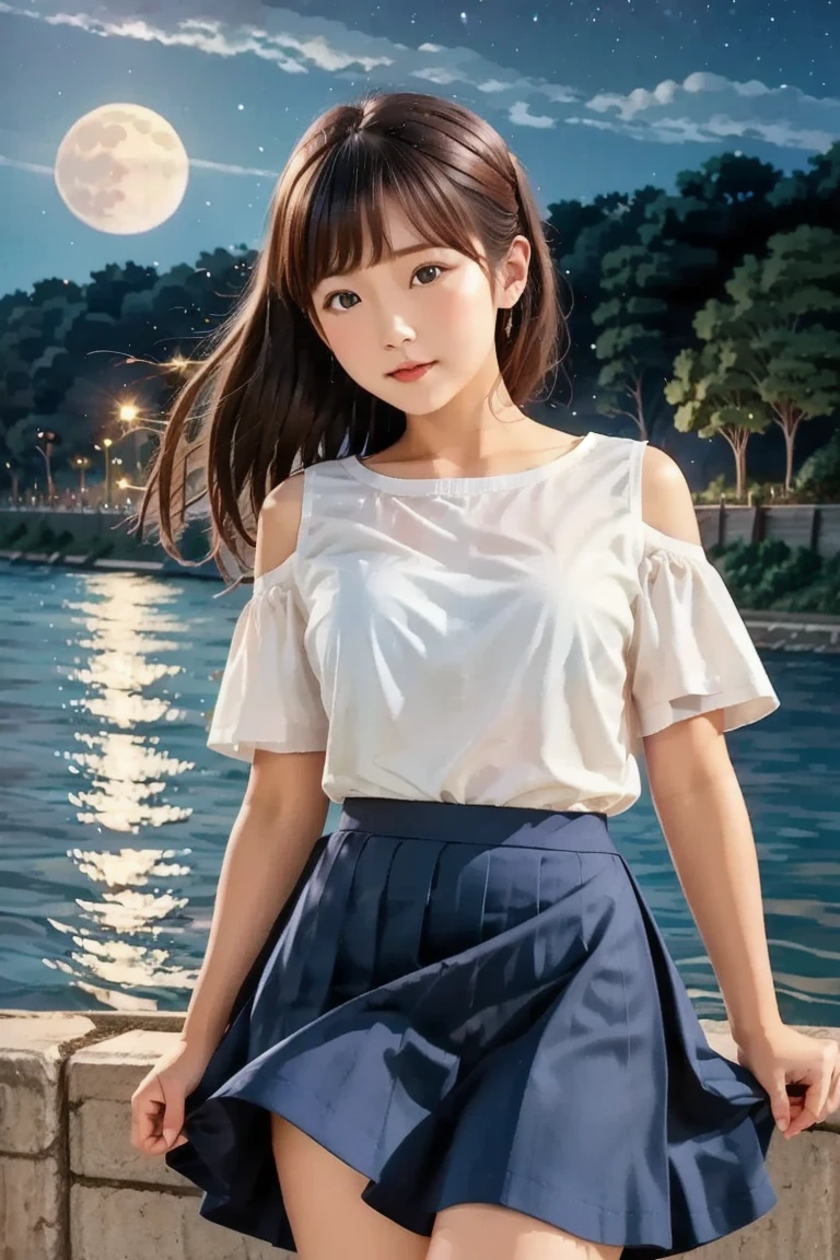(Close up face shot of slender small-breasted two side up black medium hair with bangs girl wearing a white T-shirt only:1.5)、(One girl is looking back and lonely little smile with tears on the coast in Japan:1.5)、(Beautiful after sunset red sky with red big cloud:1.5)、(blurred background:1.5)、(Natural light:1.5)、(8k ultra detailed master piece:1.5)、(perfect anatomy:1.5)、(Photorealistic stick:1.5)、(Raw photo:1.3)、(highest quality:1.5)、(High resolution:1.3)、(Delicate and beautiful perfect face:1.3)、(Delicate and beautiful eye air skin:1.3)、(Real Human Skin:1.3)、((thin legs))