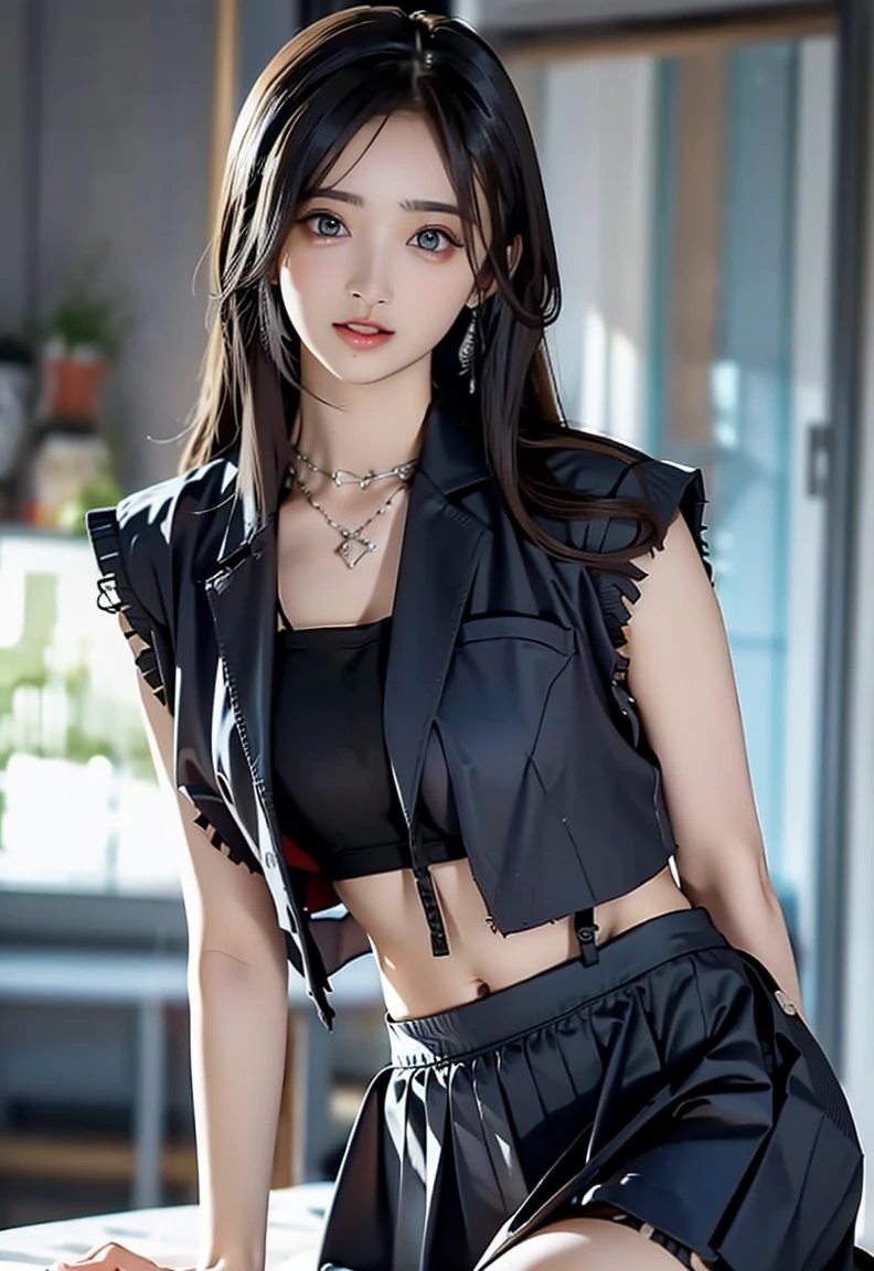 Create the image of a young girl of 20 years, Thai, cute, who has silver and bright eyes, he is a sorcerer, from the narix up he wears a black mask and wears black gala clothes, behind him, rising in the night, has a Victorian mansion of stone. NIGHT SCENE