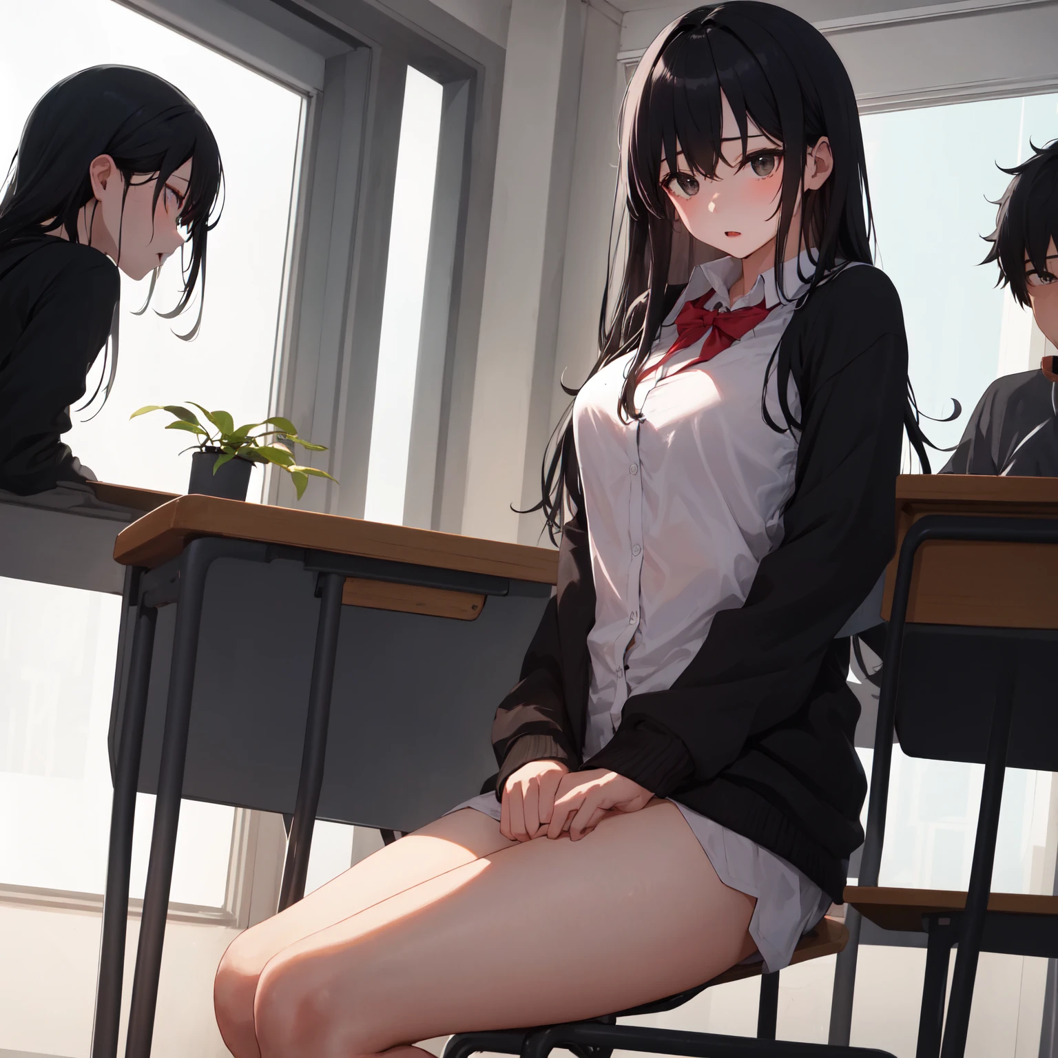 ((masterpiece、Highest quality、Detailed Anime))、Bad group of female students, (In the classroom), snap shot、Revealing clothing、Various Hair Styles, Harem,Evil friend、 lure、Taunt、Bitch、((Full nudity、Small breasts、Pussy))、Bad pose、Acting tough、Post-apocalyptic,Rough classroom、 Detailed aspect, Short skirt, lureする, , Dirty body, Broken glass