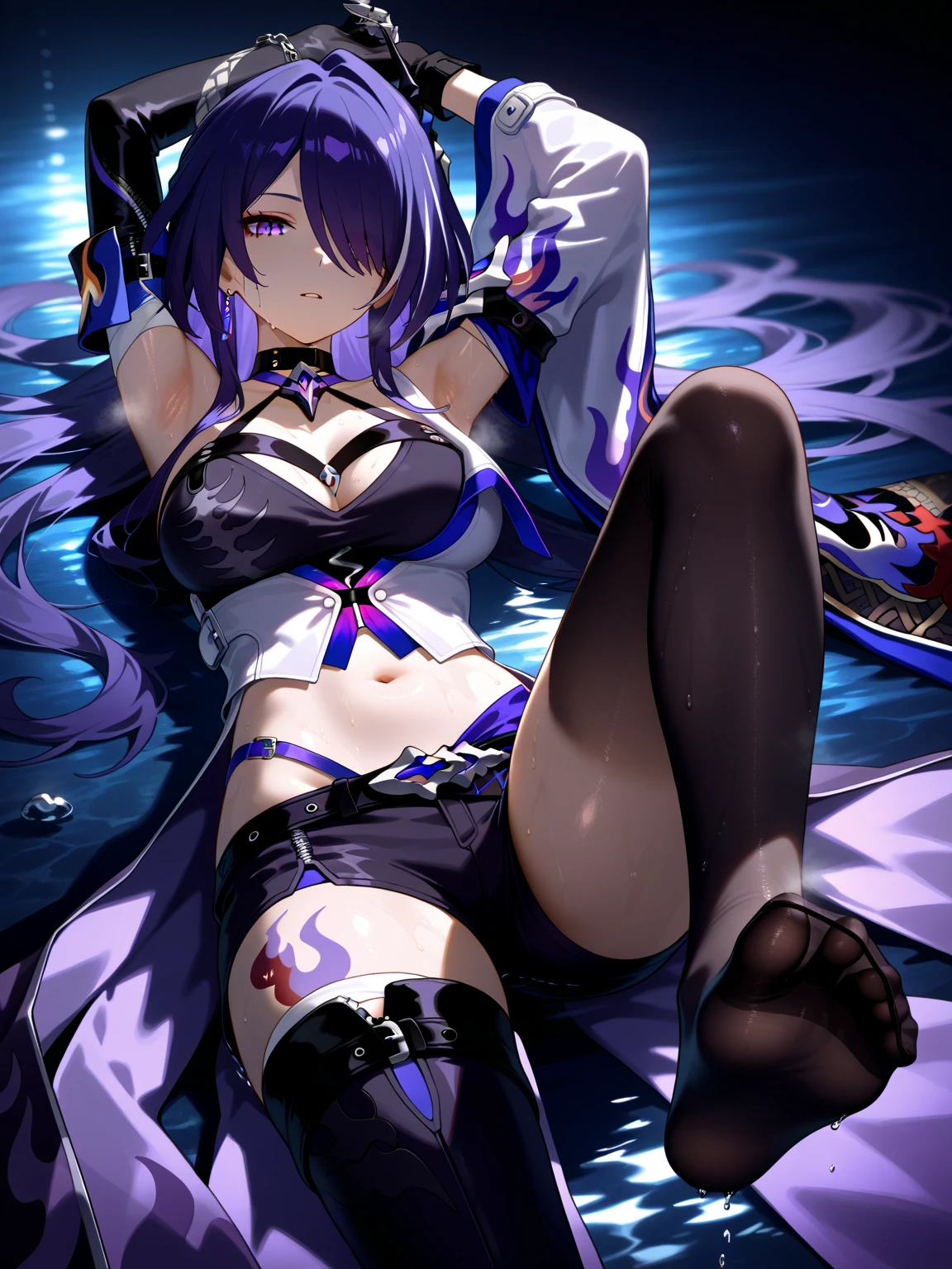 (Enrich the picture,Masterpiece level quality)Beautiful 8K CG artwork,Goddess-like posture,Kneeling exercise,Slim and soft,Translucent skin,Blue hair、The beauty of extra-long hair, Super Long Straight Hair,The skin is fair and juicy,Underwear uniforms,Perspective Part 1.2x enhanced silhouette effect,Exquisite transparent blues pattern in pajamas,The details are intricate and exquisite,The background is slightly blurred,Charming and lustful leg seduction,Drool,Extra-large big breasts,Blush,Japan goddess,Perfect body slim curves,