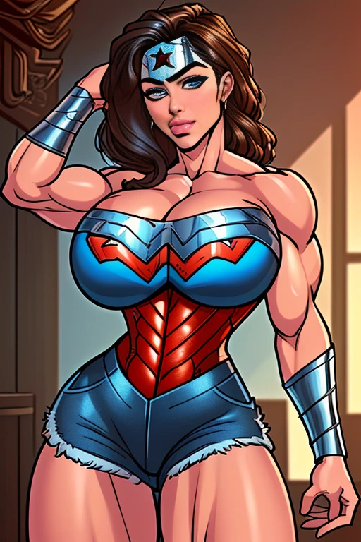 jim lee
(latina girl), portrait, 1girl, brown skin, modern fashion, makeup, direct look, ((night)), city, (((huge muscles)))
((masterpiece))