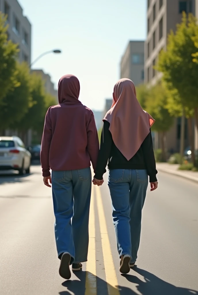 (((Realistic graphics))), realistic textures, realistic face features, realistic body proportions, 2 girls, cute face, pretty face, cute eyes, chubby body, beige hijab, beige chino pants, tight long sleeve khaki shirt, sneakers, backpack, kissing, french kissing, in public toilet, full body, diry pants, mud stains on crotch, mud on crotch, (((mud dripping from crotch))),