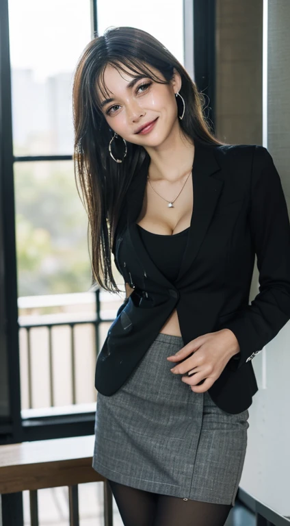 ((8K, high resolution,Masterpiece, best quality, alone, complicated details, Chromatic aberration), realistic, ((chestกลาง)), ((chest)), ((chest)), (chestหย่อนคล้อย.), hair in one eye, big round hoop earrings, Diamond choker, Gold Necklace, silver necklace, small watch, bangle, bangle, bracelet,bracelet, Anklet, Waist necklace, ((Symmetrical eyes), (Contour Eyeliner, eyelid, Blush, Thick eyelashes, sharp eyes)), (Mascara, Eye shadow, purple eyes, Dark eyelids), (pink cheeks, red lipstick, lip gloss, Lip liner), (Thin mouth, The corners of the mouth are very beautiful.), round chin, Sharp focus, (perfectly symmetrical body;, Height 168 cm. mannequin, Smooth stomach, finger details, Complete fingers, camel toe, Beautiful and charming with contemporary fashion illustrations., in the back of the classroom),, ((Behind the scenes of a large classroom, perfect light)), (black short skirt), (((blue jacket, short sleeve), ((เสื้อเชิ๊ตshort sleeveสีขาว, เสื้อเปิดchest, Show off your breasts), (open your shirt,Showing off dark nipples.), ), (เปิดchest), (chestหย่อนคล้อย.))), (()), ((leather belt, Long square head, Loosely expected)), ((Put your hands down.)), (Bob, medium length hair,big curls, Side flatness, Golden blonde brown hair, (There is a thin layer of hair covering the face...)), sharp eyeliner, eyelid, Blush, มีThick eyelashes, sharp eyes, purple eyes, pink cheeks, Very delicate and beautiful, round chin, Sharp focus, elegant, (sitting on the study table..), (Sit with your legs spread apart., feet free, Showing off faint underwear), (), (Close-up full body photo, Anklet, saw sneakers )