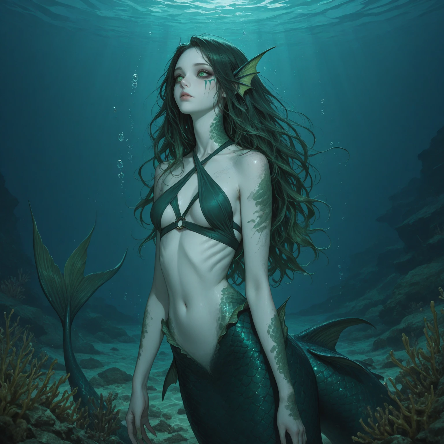 Victorian horror (1mermaid) (1woman) in a glass bathtub (32k, RAW photo, best quality, masterpiece:1.2), horror art inspired by Gottfried Helnwein, full body art, horror surreal art, yuri shwedoff and tom bagshaw, natalie shau tom bagshaw, pale woman covered with blood, by Gottfried Helnwein, james jean and wlop, by Kurt Roesch,ultra high res, ultra-detailed , professional lighting, photon mapping, radiosity, physically-based rendering, ue5, ((ancient flame), ((reflections in water)), ((raytracing))