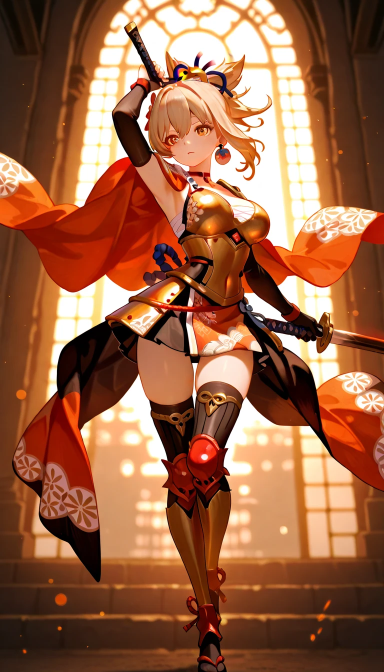 (((1girl))), ((best quality)), ((masterpiece)), ((ultra-detailed)), (illustration), (detailed light), (an extremely delicate and beautiful), (beautiful detailed eyes), (sunlight), ((extremely light)), ((extremely clothes)), (((hyper detail))),(((((front lighting))))),(((((front light))))),
((((quite adorable Leather Kimono with a brief skirt and a headband)))),
(((Adept Ninja))),
,
(((wavy short manish bob))), ((((yellow gold hair)))), (((short hair))),
(((dark red eyes))),
((((whole body)))), aged 5 to 8, ((((())))), ((((very adorable young girl)))),
((condescending expression)), ((mischievous smile with sexual satisfaction)), (((extra adorable))), (((((extra slender shape))))),
(((((extremely beautiful detailed face))))),
(((dynamically attacking enemies by Knives))), (((elegant magic boots))),
(Dutch angle), (((elegant magic gloves))), ((transparent magical underskirt)), (a little bit exposed adorable magical panties)