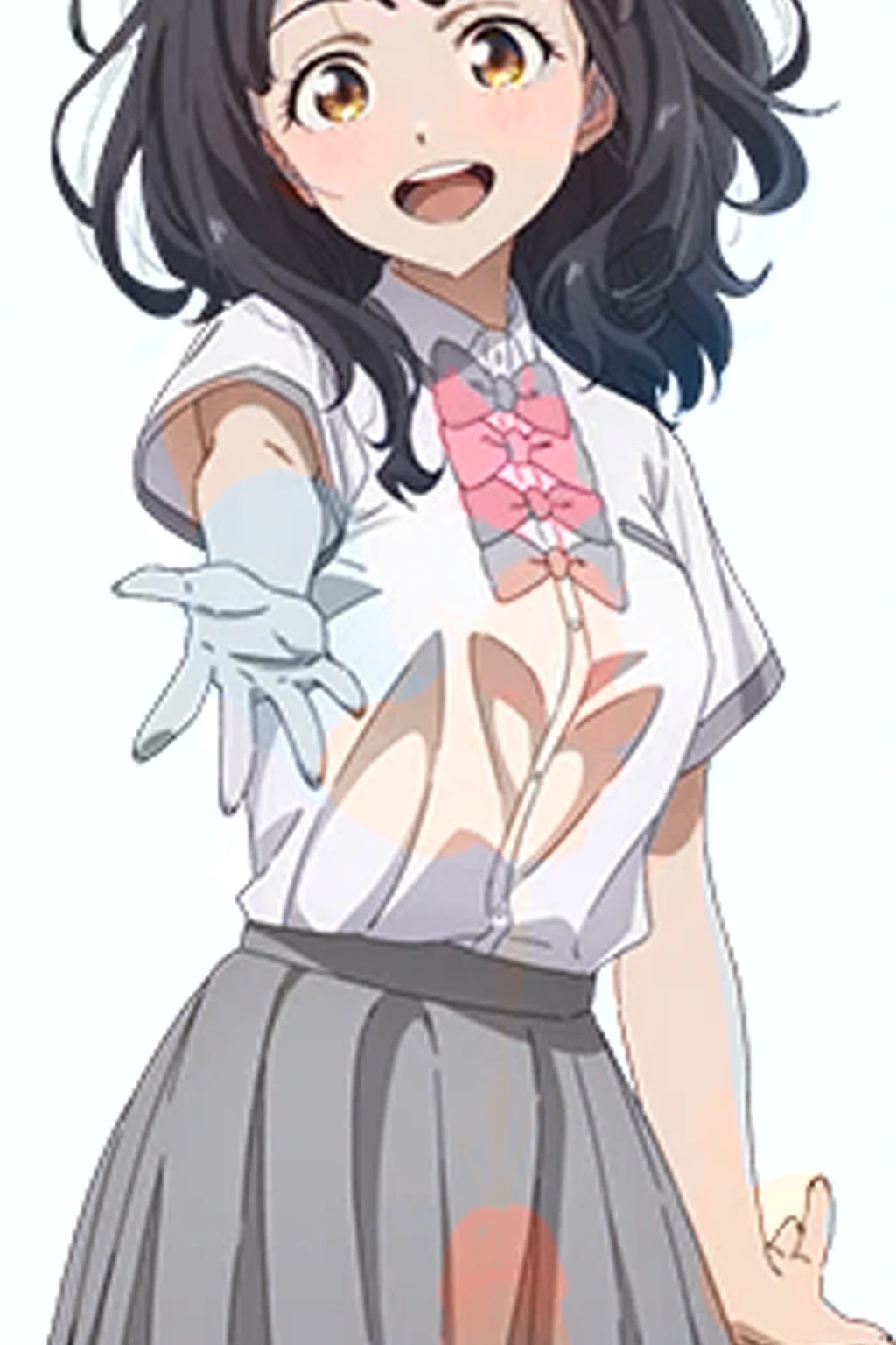 1girl, loli, 4 years old, cute daughter, happy, twintail hair, short hair, cute loli mini dress, upskirt, sexy body, vagina spread cameltoe, (white panties side tie), white background