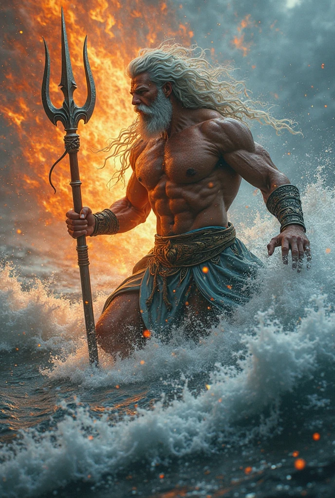 Drops of wine fall from Poseidon's trident。