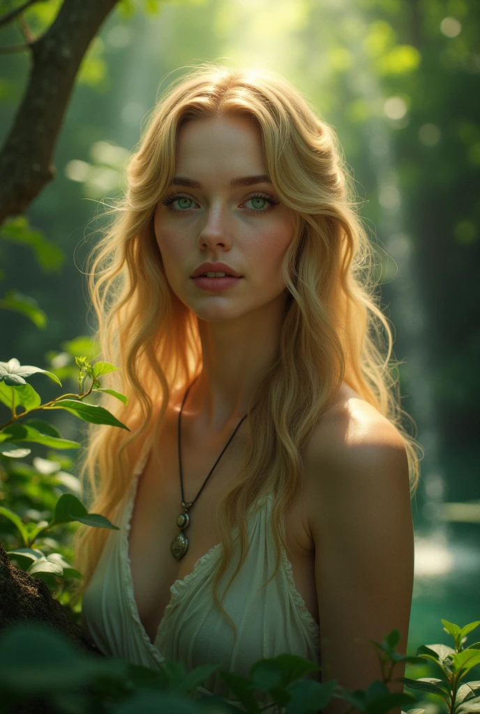 Photorealistic score_9, score_8_up, score_7_up, detaillora, 1girl, solo, portrait, large breasts, summer dress, long hair, in forest . Ultra-high detail, lifelike textures, realistic lighting, high-resolution